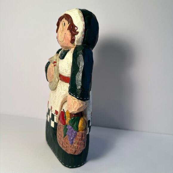 Vintage Eddie Walker Thanksgiving Woman Figurine Harvest Folk Art Resin Basket - Picture 7 of 11